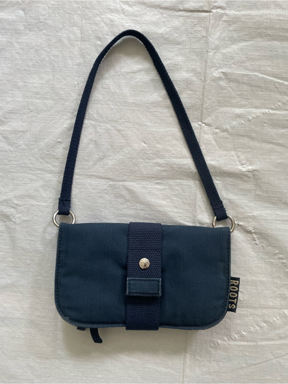 Roots Navy Blue Crossbody Bag with Front Strap